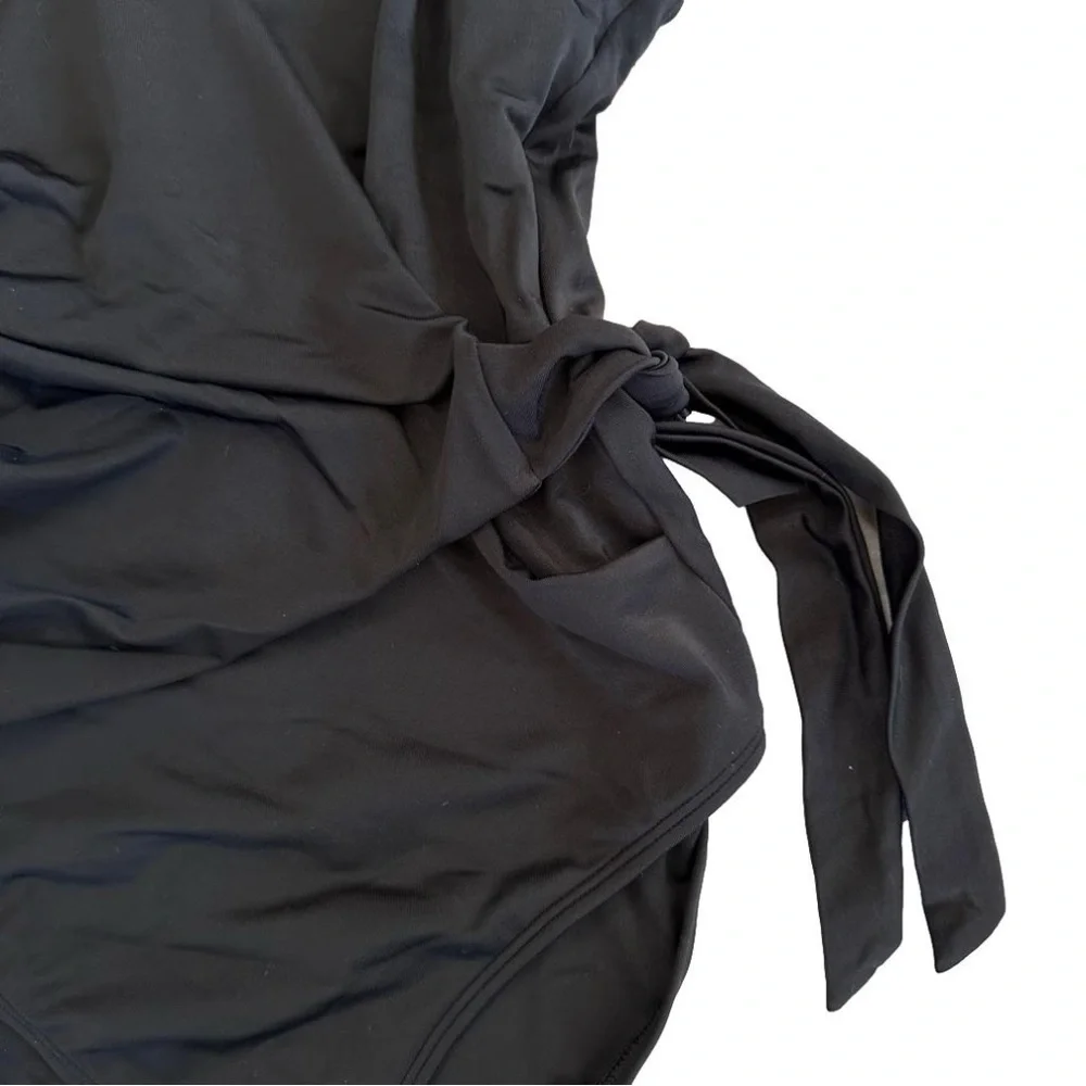 NWOT Black Women's Wrap One-Piece Swimsuit